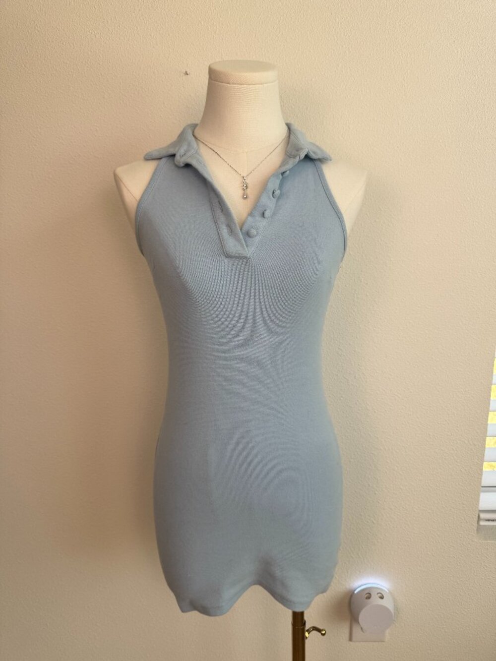 Fashion Nova Baby Blue Collared Polo Bodycon Mini Dress